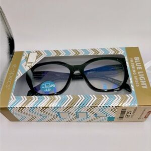E Specs Blue Light Geometrical Readers in Black +2.50
